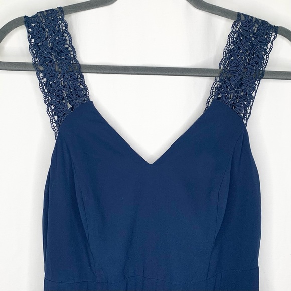 Lulus NWT Passionate Promise Navy Blue Lace Strap V Neck Maxi Dress Size Medium - Picture 5 of 11